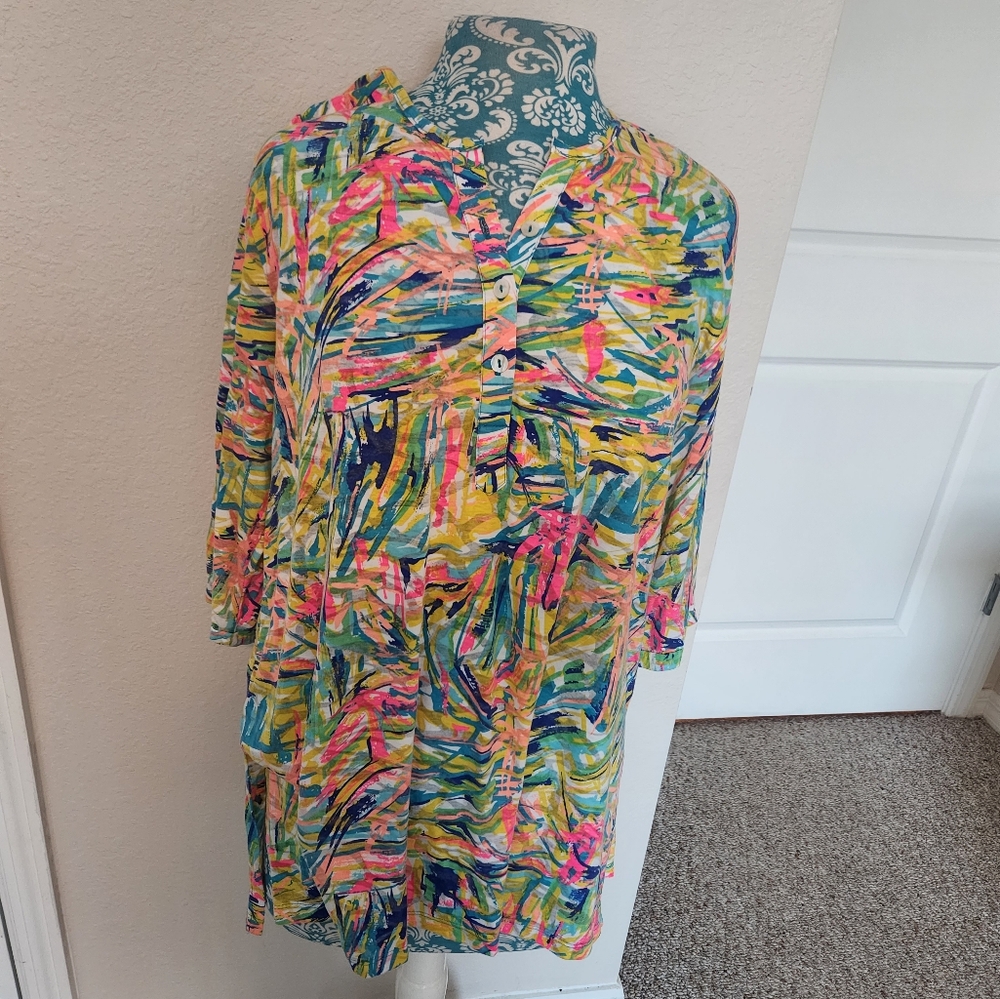 Colorful Button-Up Tunic - Picture 2 of 12